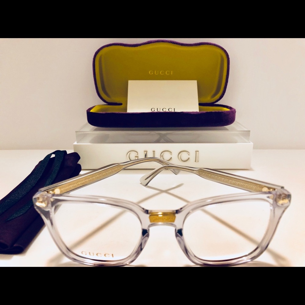 Gucci Eyeglasses Transparent Crystal, Gold 50mm